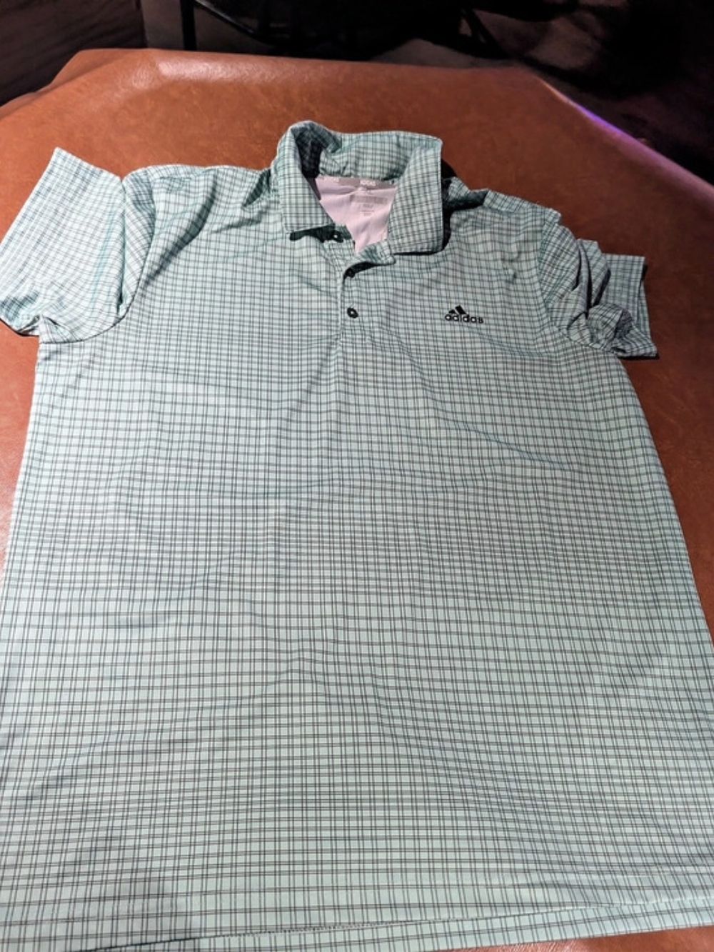 adidas Men's Plaid Polo Green & White Size XL Like New